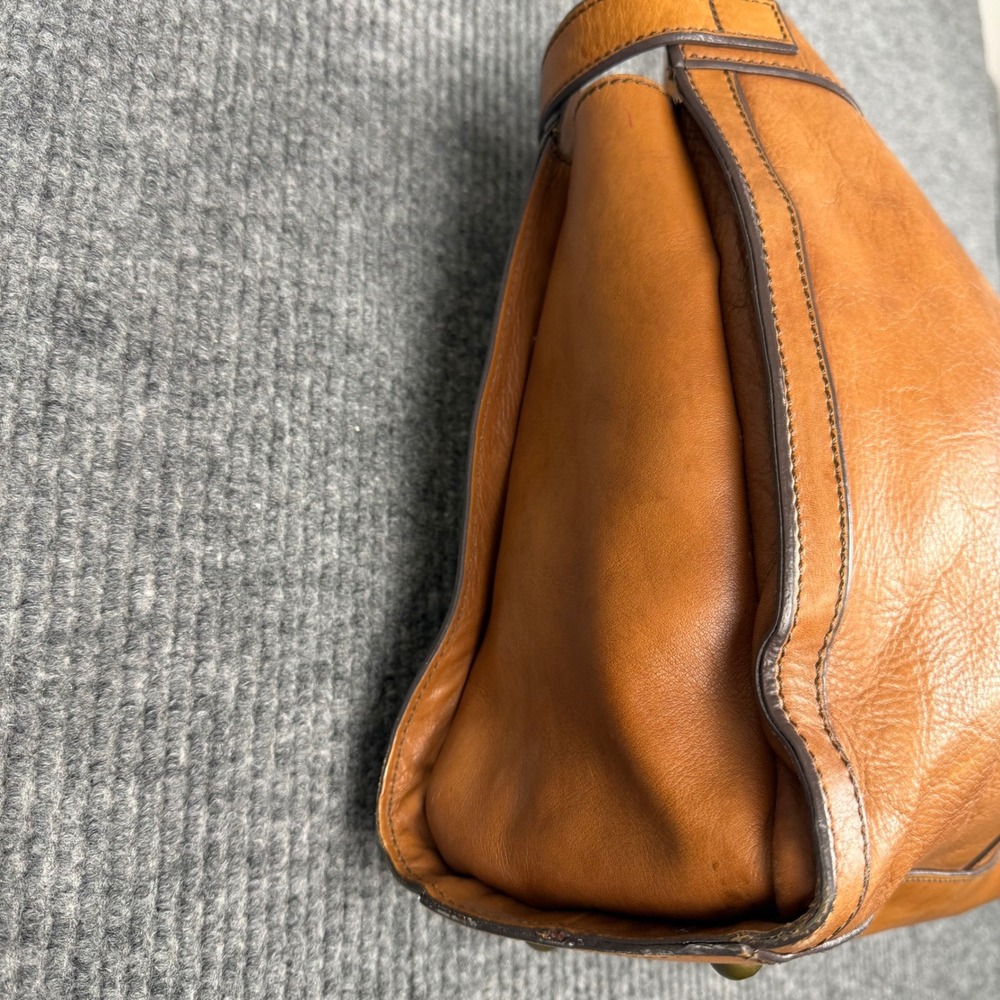 Fossil Long Live Vintage Leather Tote Bag Womens Brown Key Lock Satchel Handbag - Picture 3 of 16